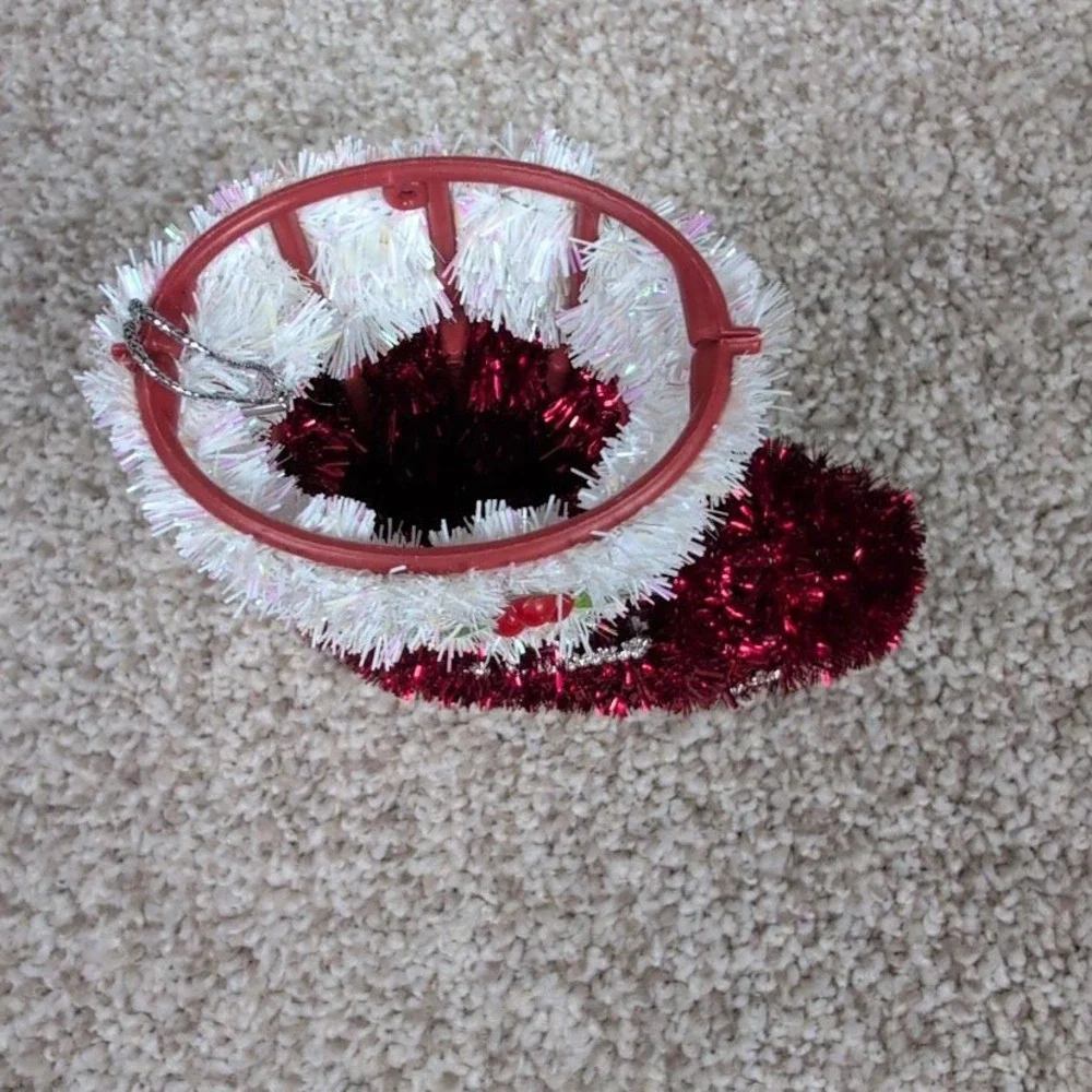 Red Tinsel Christmas‎ Stocking Merry Christmas Snowflake Ornament Decoration
